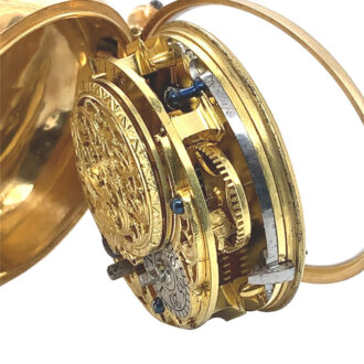 English 18K gold triple-cased repoussé verge watch Circa 1760