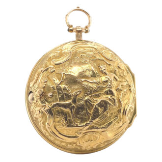 English 18K gold triple-cased repoussé verge watch Circa 1760