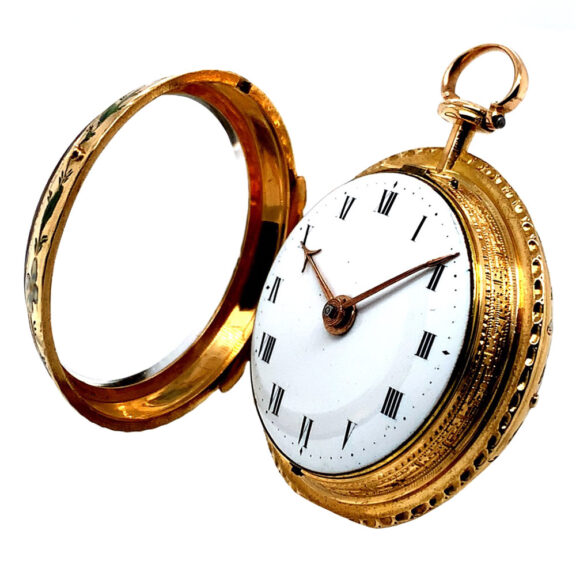 English gold and enamel open faced verge watch Circa 1847 English gold and enamel open faced verge watch Circa 1847