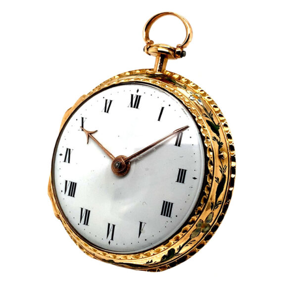 English gold and enamel open faced verge watch Circa 1847 English gold and enamel open faced verge watch Circa 1847