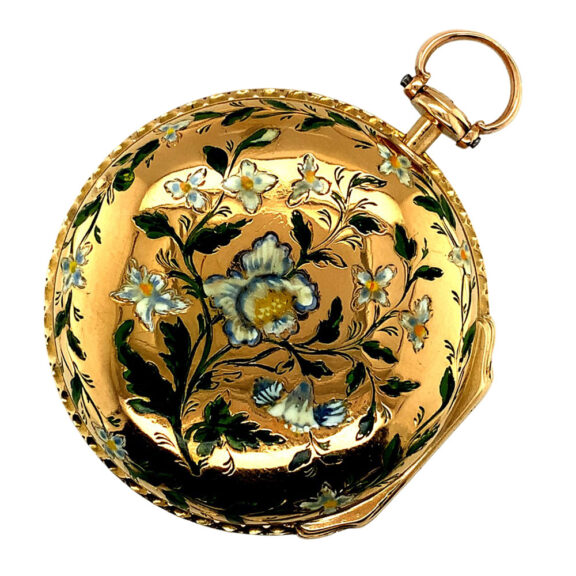 English gold and enamel open faced verge watch Circa 1847 English gold and enamel open faced verge watch Circa 1847