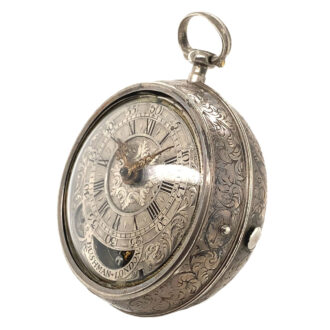English silver and enamel verge watch with mock pendulum Circa 1710