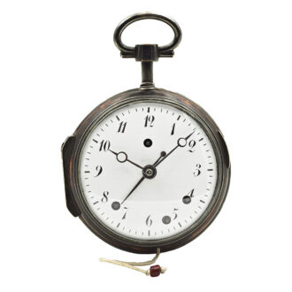 Italian lacquered silver repeating coach clock with alarm Circa 1810