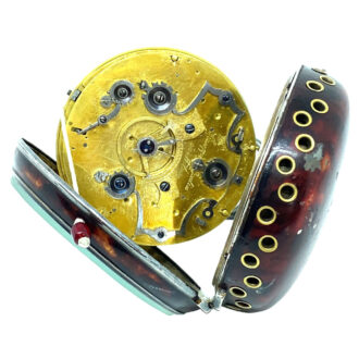 Italian lacquered silver repeating coach clock with alarm Circa 1810