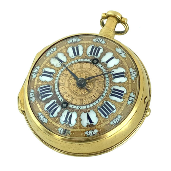 French gilt repeating verge oignon watch with alarm Circa 1700 French gilt repeating verge oignon watch with alarm Circa 1700