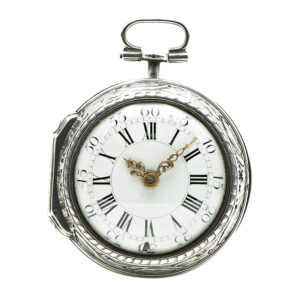 Rare Italian silver pair-cased repoussé verge watch Circa 1750