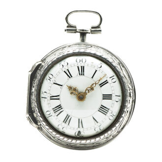 Rare Italian silver pair-cased repoussé verge watch Circa 1750