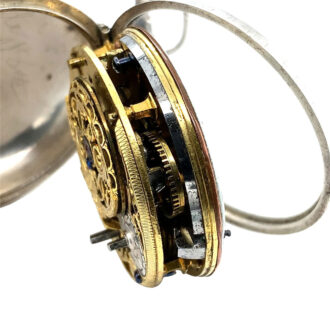 Rare Italian silver pair-cased repoussé verge watch Circa 1750