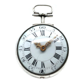 Rare Italian silver pair-cased repoussé verge watch Circa 1750