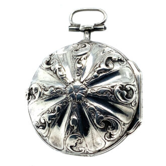 Rare Italian silver pair-cased repoussé verge watch Circa 1750