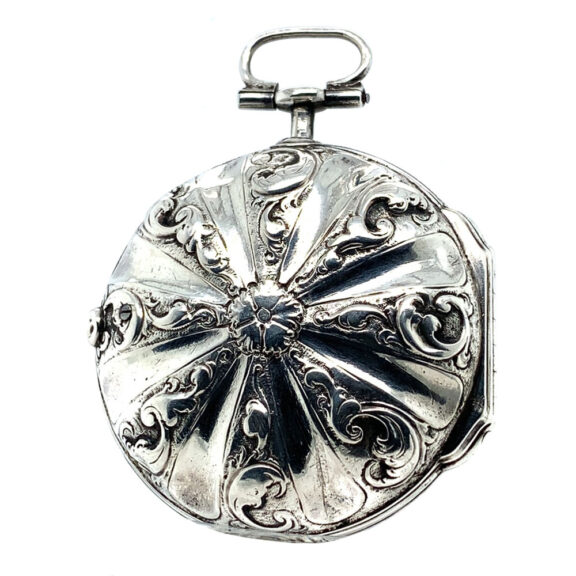 Rare Italian silver pair-cased repoussé verge watch Circa 1750 Rare Italian silver pair-cased repoussé verge watch Circa 1750