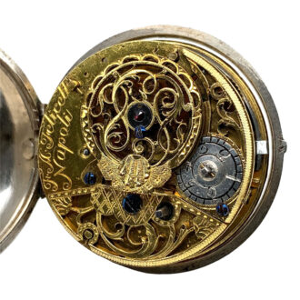 Rare Italian silver pair-cased repoussé verge watch Circa 1750