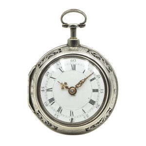 Rare English silver pair-cased repeating verge watch Circa 1740