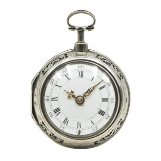 Rare English silver pair-cased repeating verge watch Circa 1740