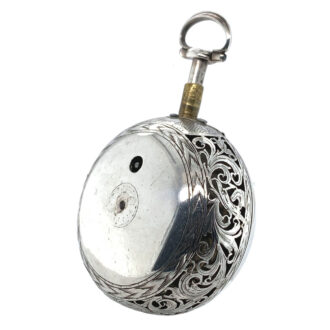 Rare English silver pair-cased repeating verge watch Circa 1740