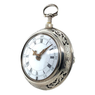 Rare English silver pair-cased repeating verge watch Circa 1740