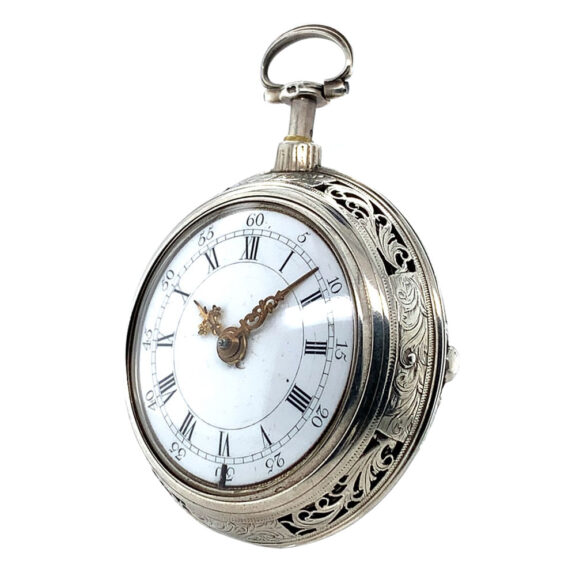 Rare English silver pair-cased repeating verge watch Circa 1740 Rare English silver pair-cased repeating verge watch Circa 1740