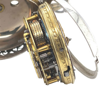 Rare English silver pair-cased repeating verge watch Circa 1740