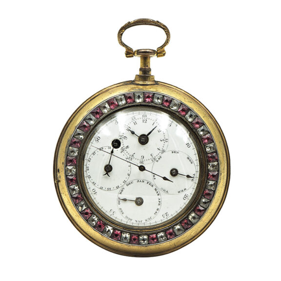 English verge with full calendar and stoppable centre seconds Circa 1790 English verge with full calendar and stoppable centre seconds Circa 1790