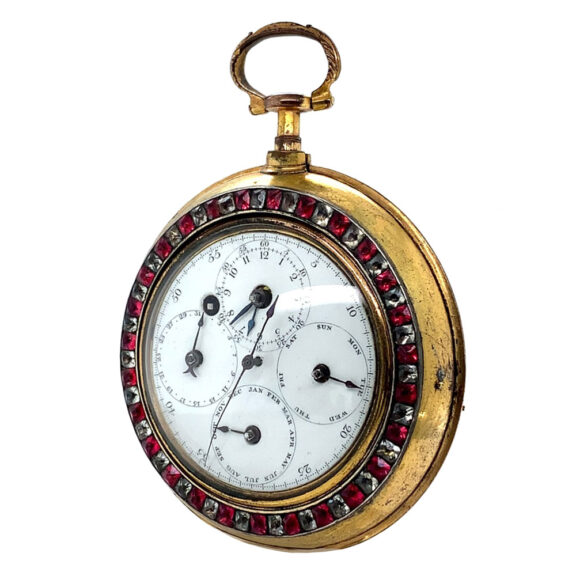 English verge with full calendar and stoppable centre seconds Circa 1790 English verge with full calendar and stoppable centre seconds Circa 1790