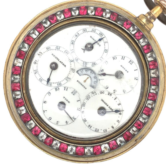 English verge with full calendar and stoppable centre seconds Circa 1790 English verge with full calendar and stoppable centre seconds Circa 1790