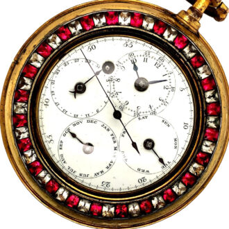 English verge with full calendar and stoppable centre seconds Circa 1790 English verge with full calendar and stoppable centre seconds Circa 1790
