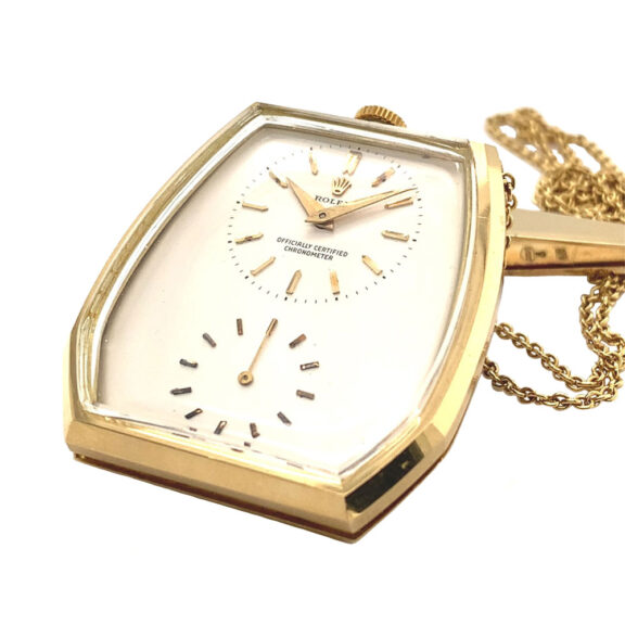 Swiss 18 carat gold hexagonal dress watch with chain Circa 1958 Swiss 18 carat gold hexagonal dress watch with chain Circa 1958