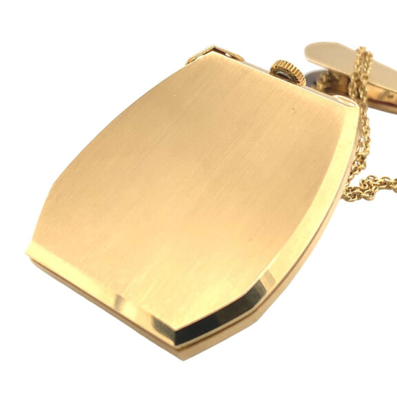 Swiss 18 carat gold hexagonal dress watch with chain Circa 1958 Swiss 18 carat gold hexagonal dress watch with chain Circa 1958