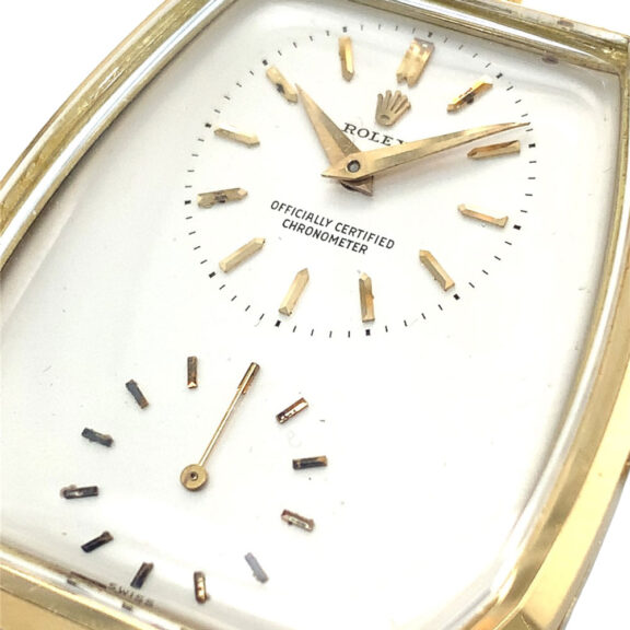 Swiss 18 carat gold hexagonal dress watch with chain Circa 1958 Swiss 18 carat gold hexagonal dress watch with chain Circa 1958