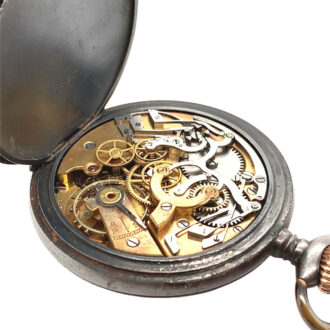 Rare Swiss gunmetal chronograph pocket watch Circa 1916