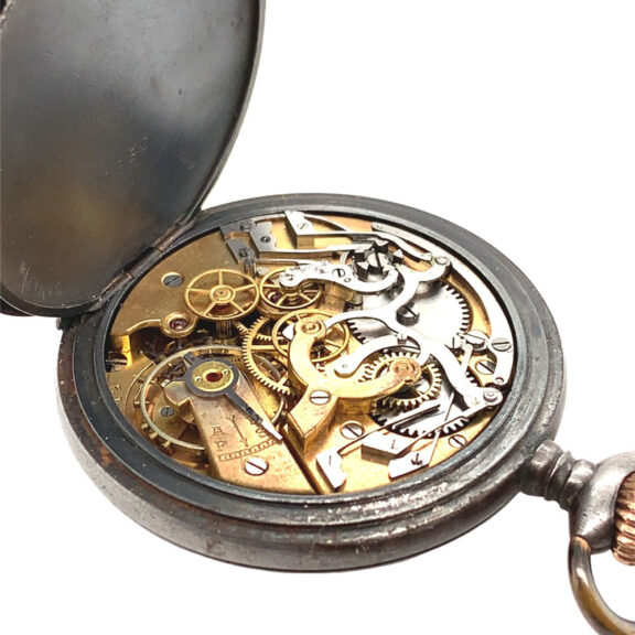 Rare Swiss gunmetal chronograph pocket watch Circa 1916 Rare Swiss gunmetal chronograph pocket watch Circa 1916