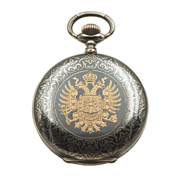 Fine Swiss niëllo silver hunting cased lever watch Circa 1900 Fine Swiss niëllo silver hunting cased lever watch Circa 1900