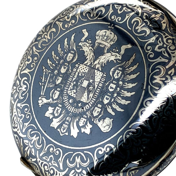 Fine Swiss niëllo silver hunting cased lever watch Circa 1900 Fine Swiss niëllo silver hunting cased lever watch Circa 1900