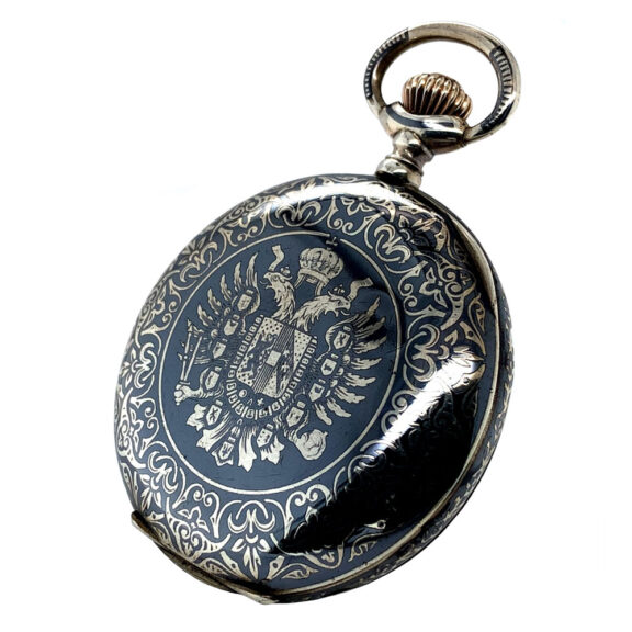 Fine Swiss niëllo silver hunting cased lever watch Circa 1900 Fine Swiss niëllo silver hunting cased lever watch Circa 1900