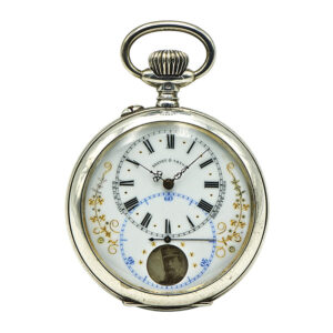 Very rare Swiss silver cylinder watch with regulator dial Circa 1905
