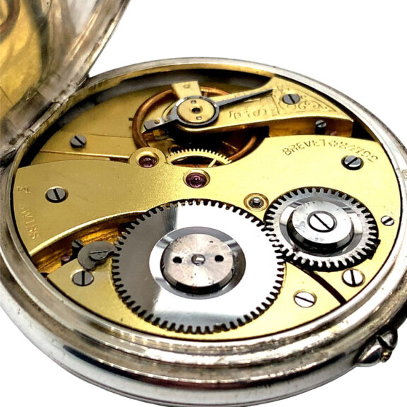 Very rare Swiss silver cylinder watch with regulator dial Circa 1905 Very rare Swiss silver cylinder watch with regulator dial Circa 1905