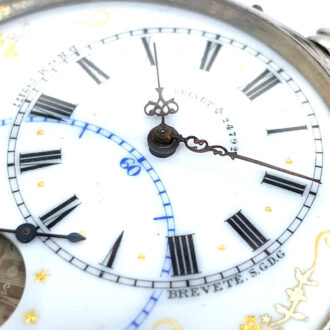 Very rare Swiss silver cylinder watch with regulator dial Circa 1905