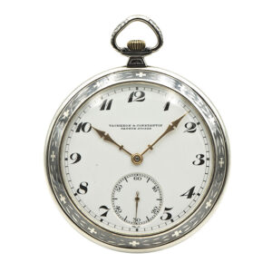 Elegant silver niëllo Art Deco dress watch with chain Circa 1935