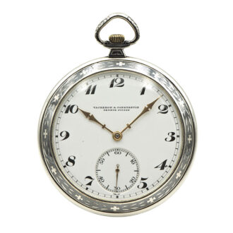 Elegant silver niëllo Art Deco dress watch with chain Circa 1935