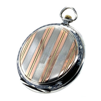 Elegant silver niëllo Art Deco dress watch with chain Circa 1935