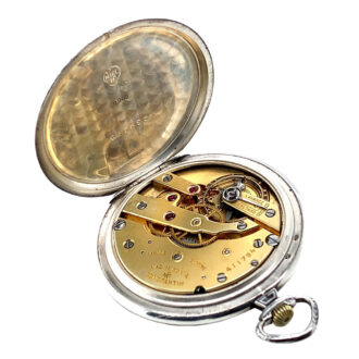 Elegant silver niëllo Art Deco dress watch with chain Circa 1935