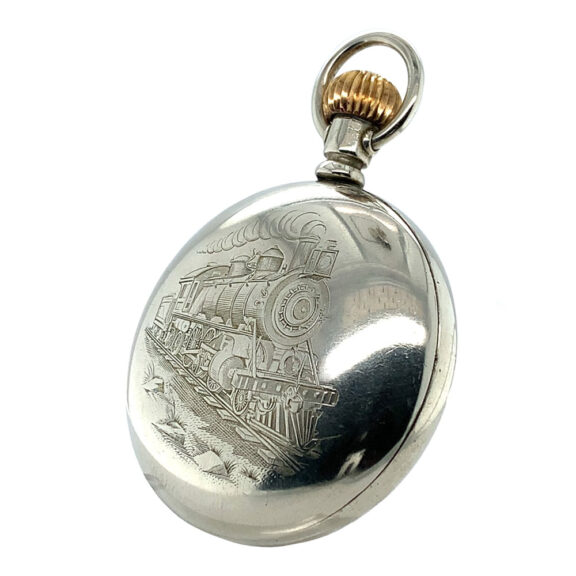 Rare Swiss nickel open faced American railroad watch Circa 1902 Rare Swiss nickel open faced American railroad watch Circa 1902