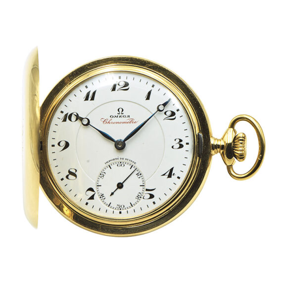 Fine Swiss 18K gold hunting cased pocket chronometer Circa 1923