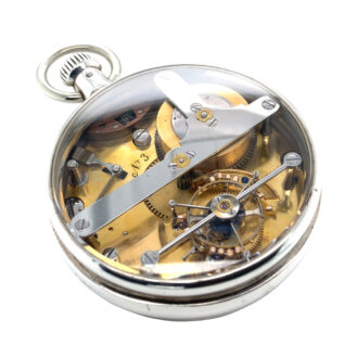 Exceptional English silver one-minute tourbillon Circa 1900