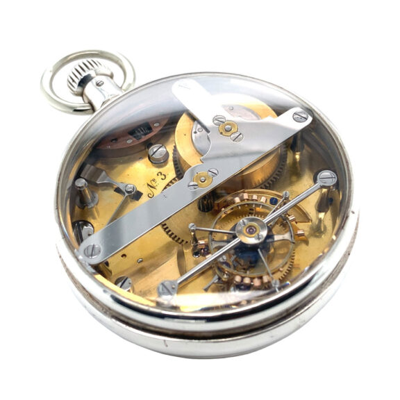 Exceptional English silver one-minute tourbillon Circa 1900 Exceptional English silver one-minute tourbillon Circa 1900