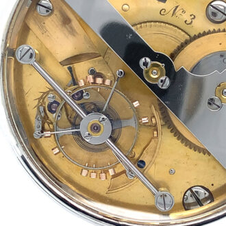 Exceptional English silver one-minute tourbillon Circa 1900