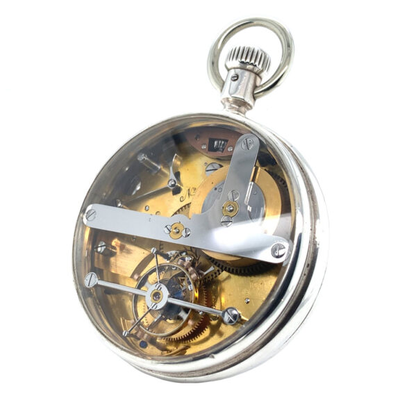 Exceptional English silver one-minute tourbillon Circa 1900 Exceptional English silver one-minute tourbillon Circa 1900
