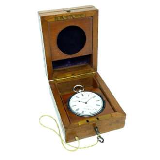 English silver marine deck watch in mahogany box Circa 1899
