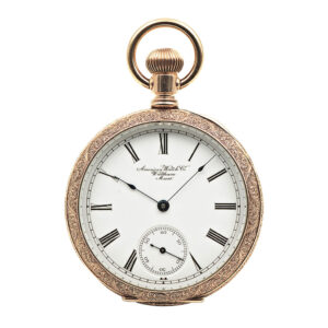 An extremely rare American 10 carat gold-plated open faced one-minute tourbillon pocket watch, circa 1940