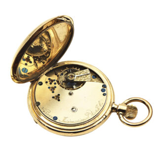 Early Swiss 14K rose gold open faced lever watch Circa 1889